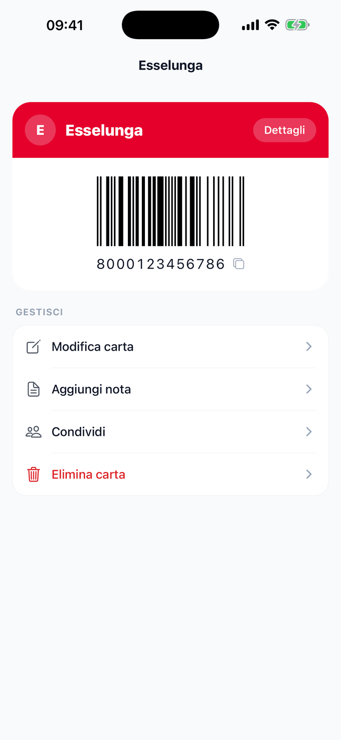 Mostra il codice alla cassa